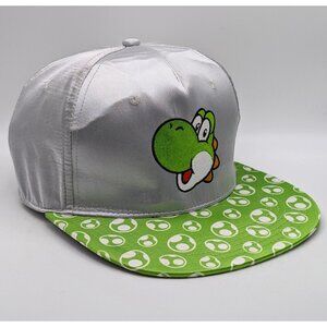 Super Mario Yoshi Unisex Baseball Cap Snapback Hat Flat Bill Green Silver Gamer